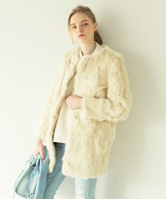 ラビットファーノーカラーコート