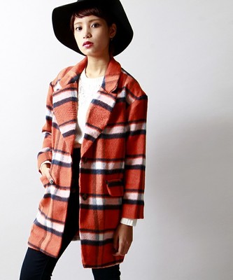 WEGO/シャギーチェックチェスターコート