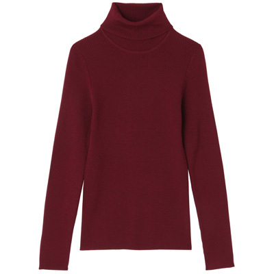 首のチクチクをおさえた洗えるタートルネック