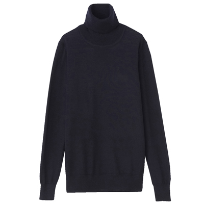 首のチクチクをおさえた・天竺洗えるタートルネック　