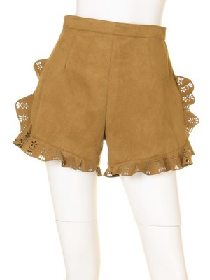 スウェードフリルショートパンツ