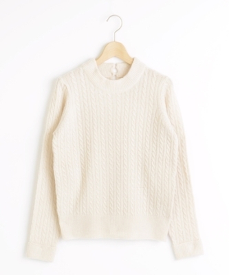 後ろ釦ハイネックプルオーバー