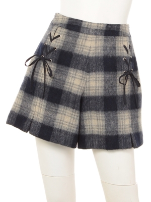 スピンドルチェックシャギーショーパン