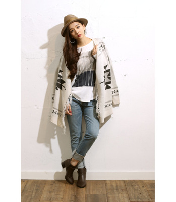 AZUL by moussy AオルテガJQDフリンジ長袖トッパー