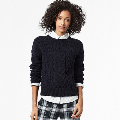 ローゲージセーター（ケーブル・長袖）