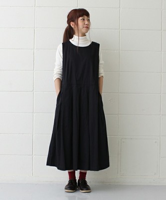 コットンサテン　ノースリワンピース