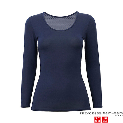 WOMEN ヒートテックレースUネックT(8分袖)