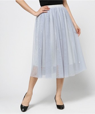 ビジュー付きチュールスカート/ BIJOU TULLE SKIRT