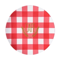 カフェ メラミンプレート チェック レッド