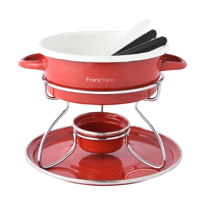 ホーロー フォンデュセット レッド