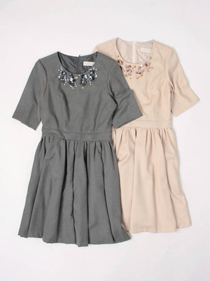 【31 Sons de mode】ジョーゼットネックビジューワンピース