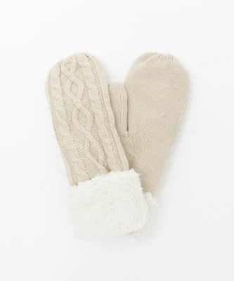 ケーブル柄ミトン