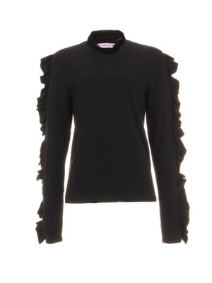 RUFFLED HALF-NECK T-SHIRT