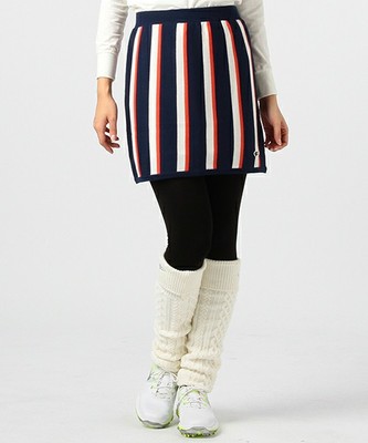 防風機能付き ストライプニットスカート