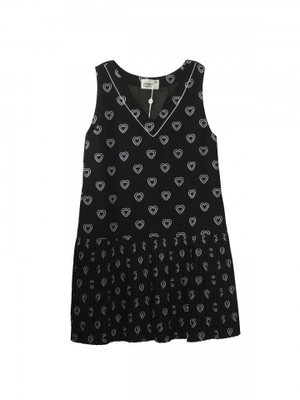  V NECK PLEATS HEART ONEPIECE