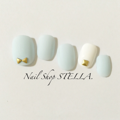 ミルキーブルー♡シンプルマットネイル