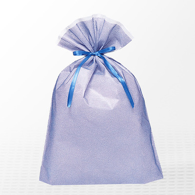 巾着バッグ　マチ付　ブルー　LL