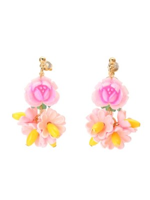 vintage roseとpink bouquetのピアス