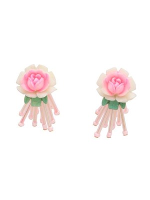 vintage　roseとビーズシャワーのピアス