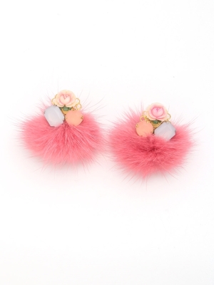 vintageローズとビジューの2WAYファーピアス