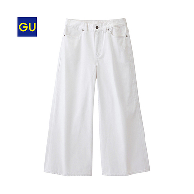 （GU）デニムワイドクロップドパンツ