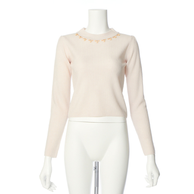 カシミアタッチ装飾ハイネックニット