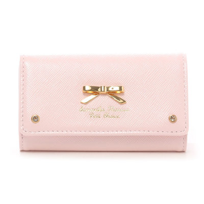 サマンサタバサプチチョイス エナメルシンプルリボン キーケース（ベビーピンク）