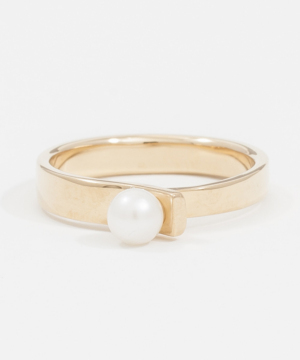 K18YG 本パール ピンキーリング