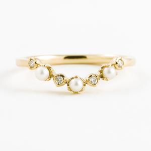 K10YG　パール ピンキーリング