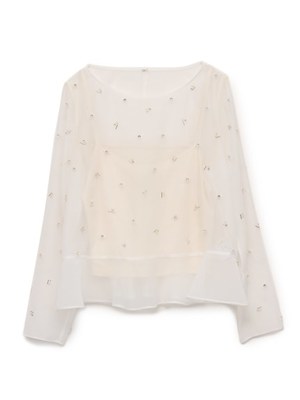 ビジュー付きブラウス