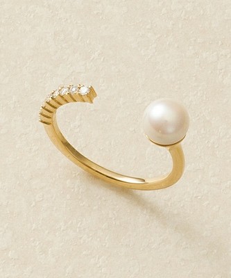 K18YG パール＆ダイヤモンド アシンメトリー 