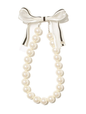 ショートパールリボンネックレス