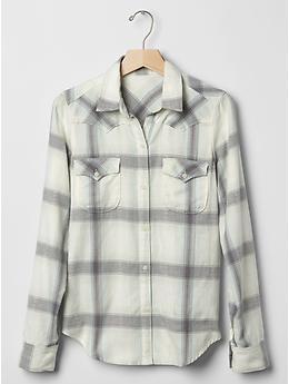 Flannel slim western shirt