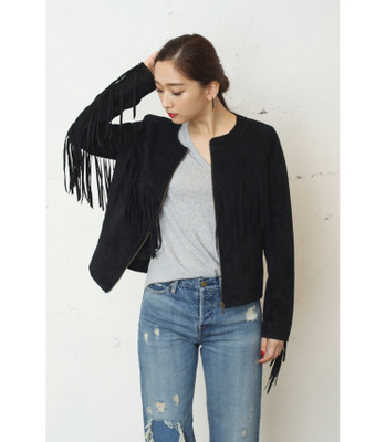 AZUL by moussy フェイクスエードフリンジジャケット