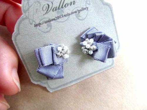 リボンと小さなパールのピアス*vallon