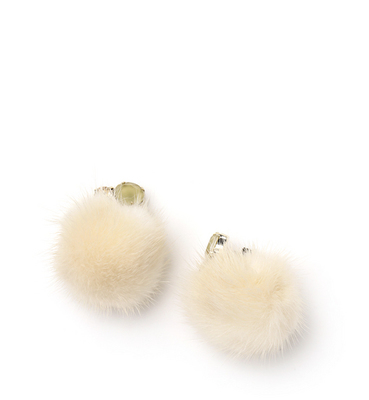 ミンクファー付ビジューピアス/ゴールド