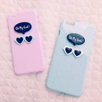 【iPhone6/6S】ラベンダー×水色メガネ