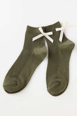 バックリボン付きリブソックス
