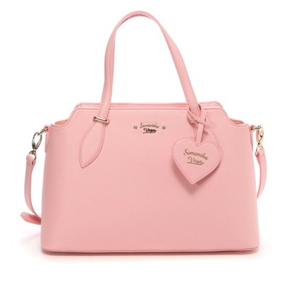 サマンサベガ ハートミラーチャーム付バッグ　大（ピンク）
