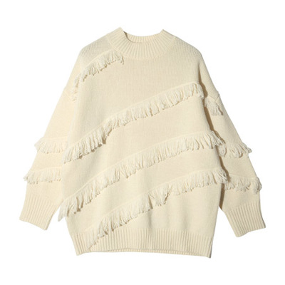 STYLENANDA ナナメフリンジボトルネックニット