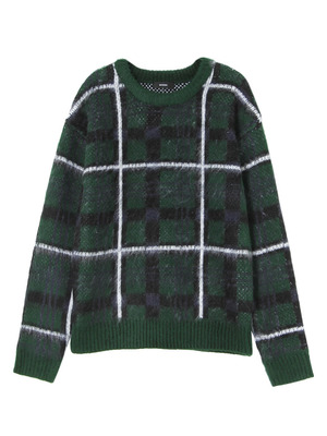 Light check fur knit