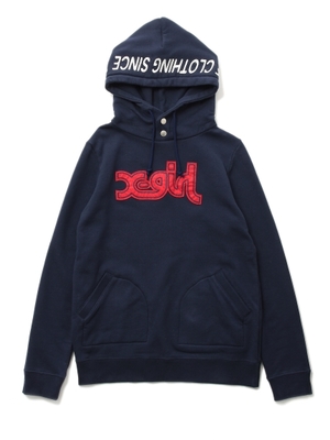 X-girl (エックスガール)  MILLS LOGO PULLOVER HOODIE