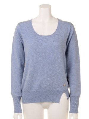 カシミヤ混背中シフォンプルオーバー