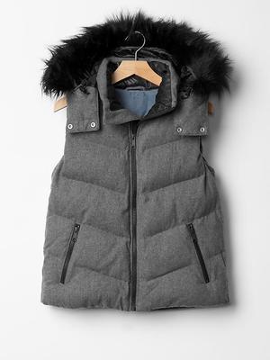 GAP faux fur-trim wool puffer vest