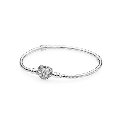 Moments Silver Bracelet, Pavé Heart