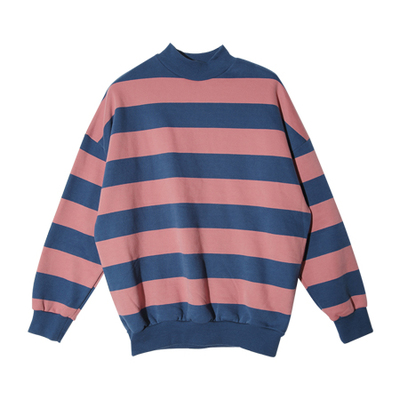 STYLENANDA モックネックボーダースウェットプルオーバー