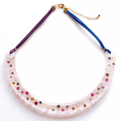 choker necklace （pink bijou mix × blue purple）