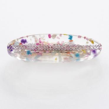 barrette （flower mix × purple beads）