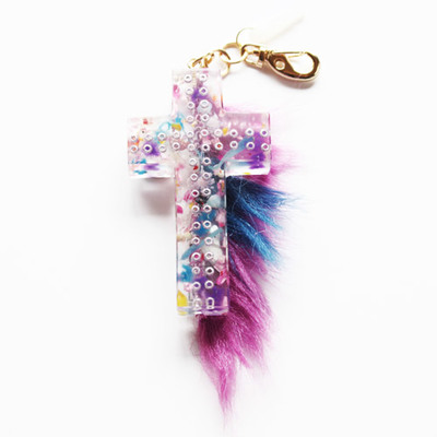 earphone jack key chain BIG （purple × blue）