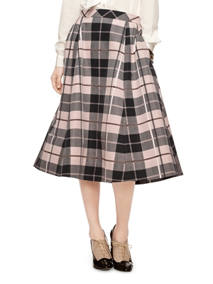 BLAZE A TRAIL WOODLAND PLAID MIDI SKIRT